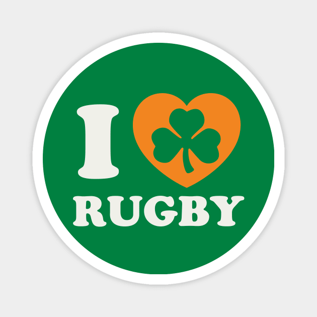 St Patricks Day Rugby Irish Rugby Player Shamrock Heart Magnet by PodDesignShop